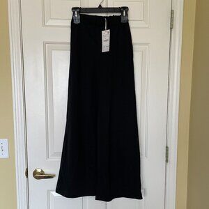 NWT ZARA High Waisted Wide Leg Flowy Knit Black Pants Trousers - Size S